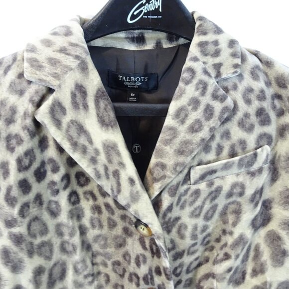 TALBOTS Kate Fit Petite Career Leopard Blazer Coat Jacket Size 6P NEW $189 - Picture 2 of 8